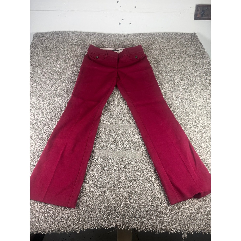 LOFT Marisa Trouser Dress Pant Women's Burgundy Red Flare Back Flap Pockets - 4